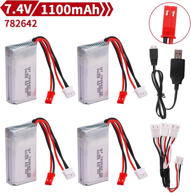 Mjxrc Lipo-Akku 7,4 V 1100 mAh 2S 25C mit JST-Anschluss für Spielzeug-Fernbedienung in Weiß - Bild 1