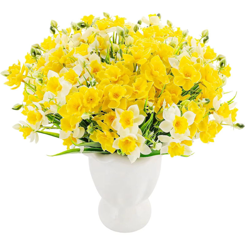 ZQCY Künstliche Narzissen Blumen in Orange und Gelb als floraler Brautstrauß für Hochzeit und Dekoration - Bild 7