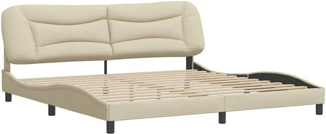 vidaXL Bettgestell mit Stoffbezug in Beige, modern und ohne Matratze, B/T/H: 200 x 200 x 218 cm - Bild 1