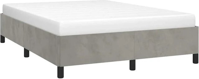 vidaXL Bettgestell Queen-Size aus Samt in Hellgrau, B/T/H: 152 x 203 x 155 cm - Bild 1
