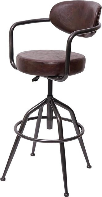 PROREGAL Barhocker Industrial Style mit Lehne, höhenverstellbar, 360 Grad drehbar, Braun, Wildleder-Optik - Bild 1
