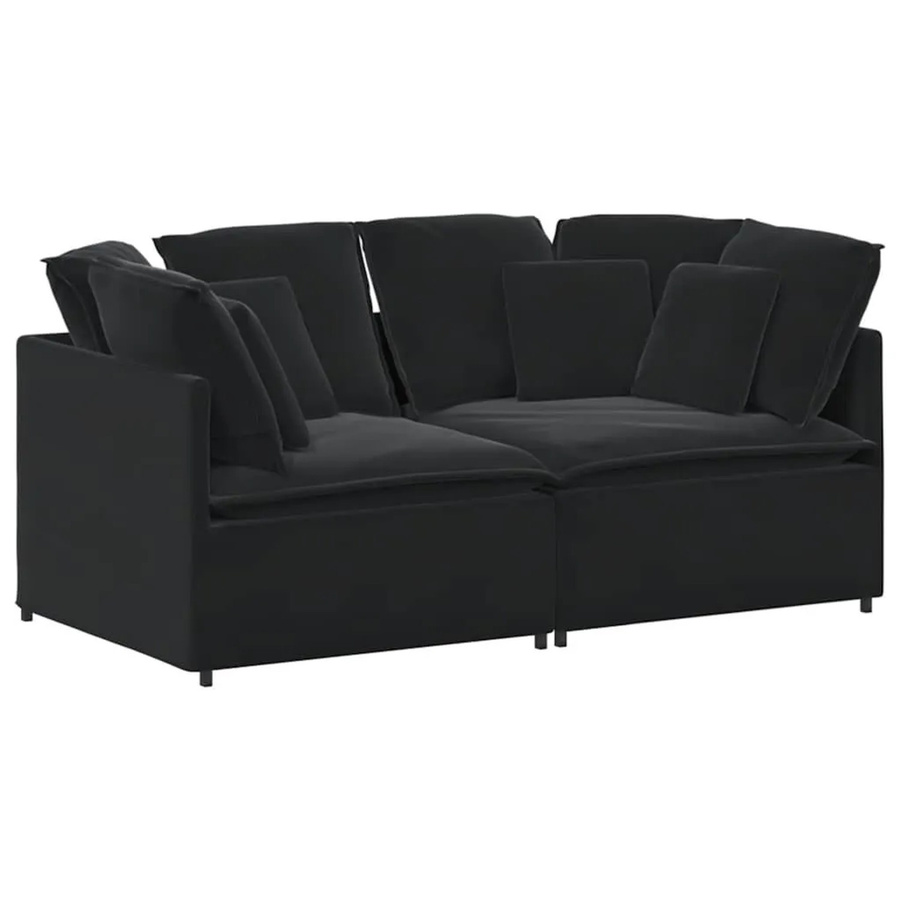 vidaXL Modulares L-Shape Sofa aus Samt in Schwarz mit Metallrahmen und Kissen - Bild 2