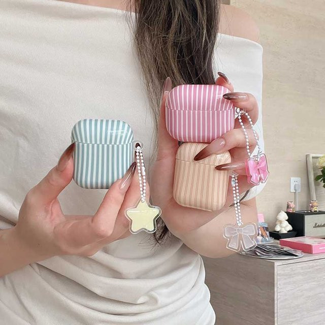 Bunte Streifen 3D Schleifenknoten Schutzhülle für Apple AirPods Pro, Pro 2 und Pro 3, Stoßfeste Kopfhörerhülle in Multicolour - Bild 1