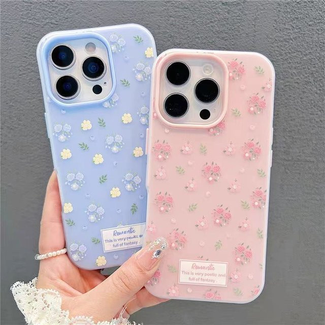 Stoßfeste 2-in-1 Silikon Handyhülle mit Blumenmuster in Rosa und Blau für Google Pixel 10, 9, 8, 7A und 7 Pro XL - Bild 1
