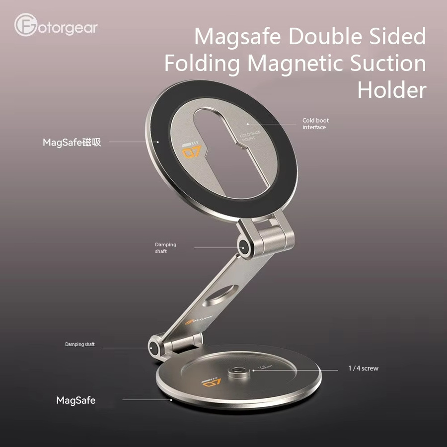 Fotorgear Doppelseitiger magnetischer Telefonhalter mit Kaltschuhhalterung für iPhone, faltbarer Fotografie-Telefonständer - Bild 2