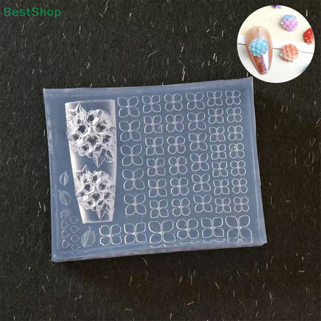 HNKMP Nail Art Schnitzform Hortensie Design, Transparente Maniküre Vorlage - Bild 1