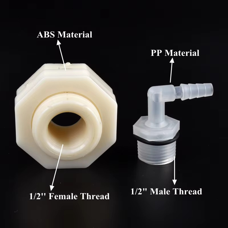 SgooHan Winkel-Wassertankverbinder 90-Grad-Adapter aus Kunststoff, 1/2 Zoll auf 6,4-20 mm, Weiß - Bild 2