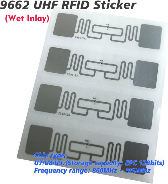 100 Stück 9662 UHF-RFID-Aufkleber in Weiß, RFID-UHF-Tags mit 860–960 MHz für Sport-Timing und Rennfahrzeuge - Bild 1