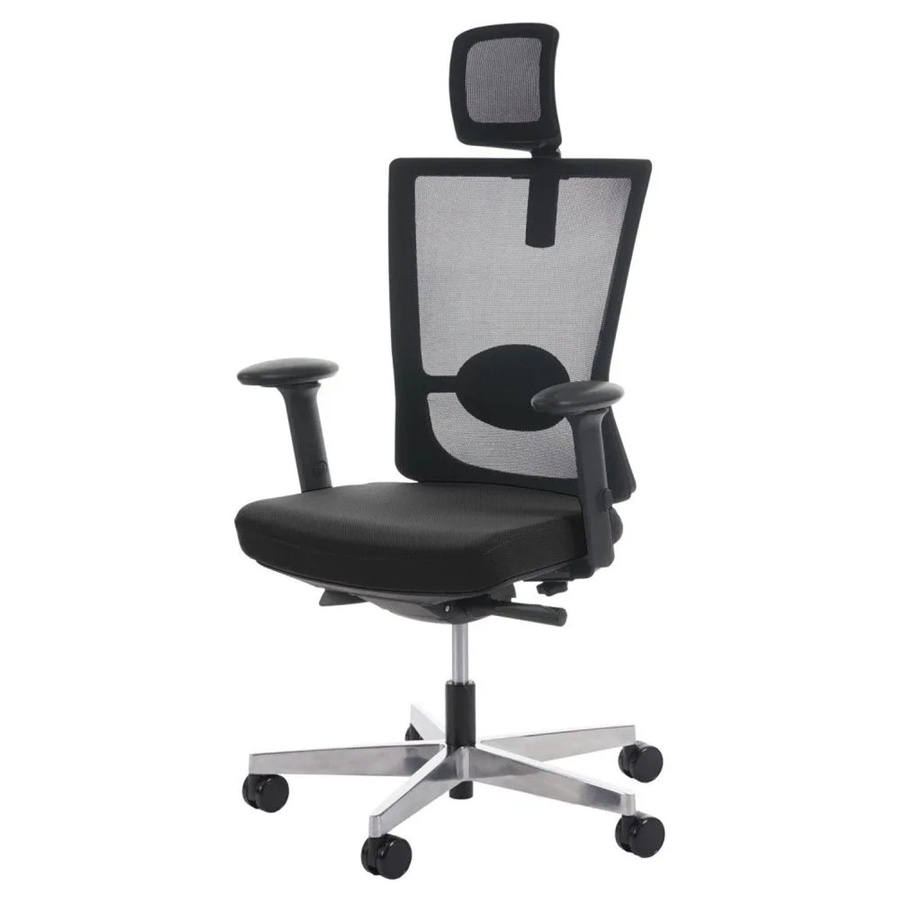 Ergonomischer Bürostuhl MERRYFAIR Karlstad in Schwarz mit Kopfstütze und Sitzhöhentenverstellung - Bild 3