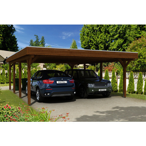 Skan Holz Carport Spessart aus Leimholz mit Aluminium-Dachplatten in Nussbraun, B: 611 cm, T: 846 cm, H: 258 cm - Bild 3