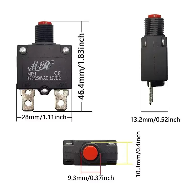 DIVEDEER 5-teiliger Leistungsschalter Set mit Überlastschutz und wasserdichter Kappe, 220 V, verschiedene Ampere-Stärken - Bild 2