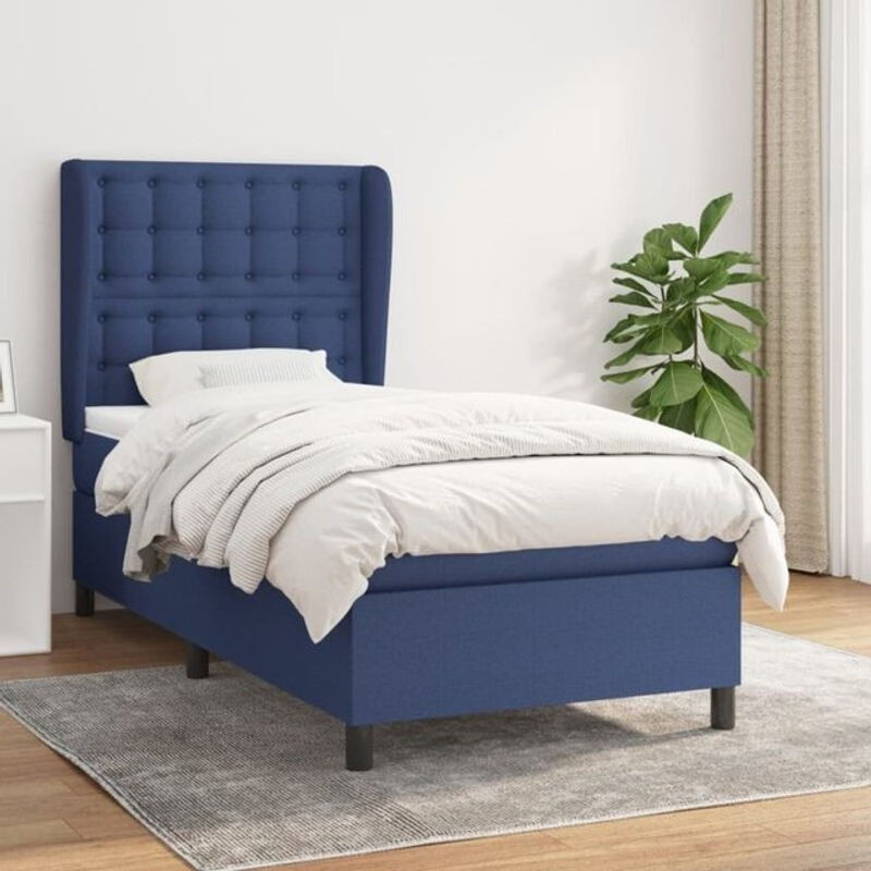 Vidaxl Boxspringbett mit Matratze aus Stoff in Blau und Weiß, B/B: 80 x 200 cm - Bild 1