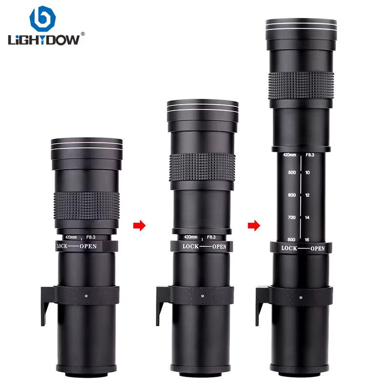Lightdow manuelles Telezoomobjektiv 420–800 mm f/8,3–16 für Canon RF, Canon EF, Nikon F, Nikon Z und Sony E Mount - Bild 1