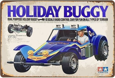 Vintage Tamiya Holiday Buggy Metallschild Poster aus Aluminium, Mehrfarbig, Breite: 30 cm, Höhe: 20 cm - Bild 1