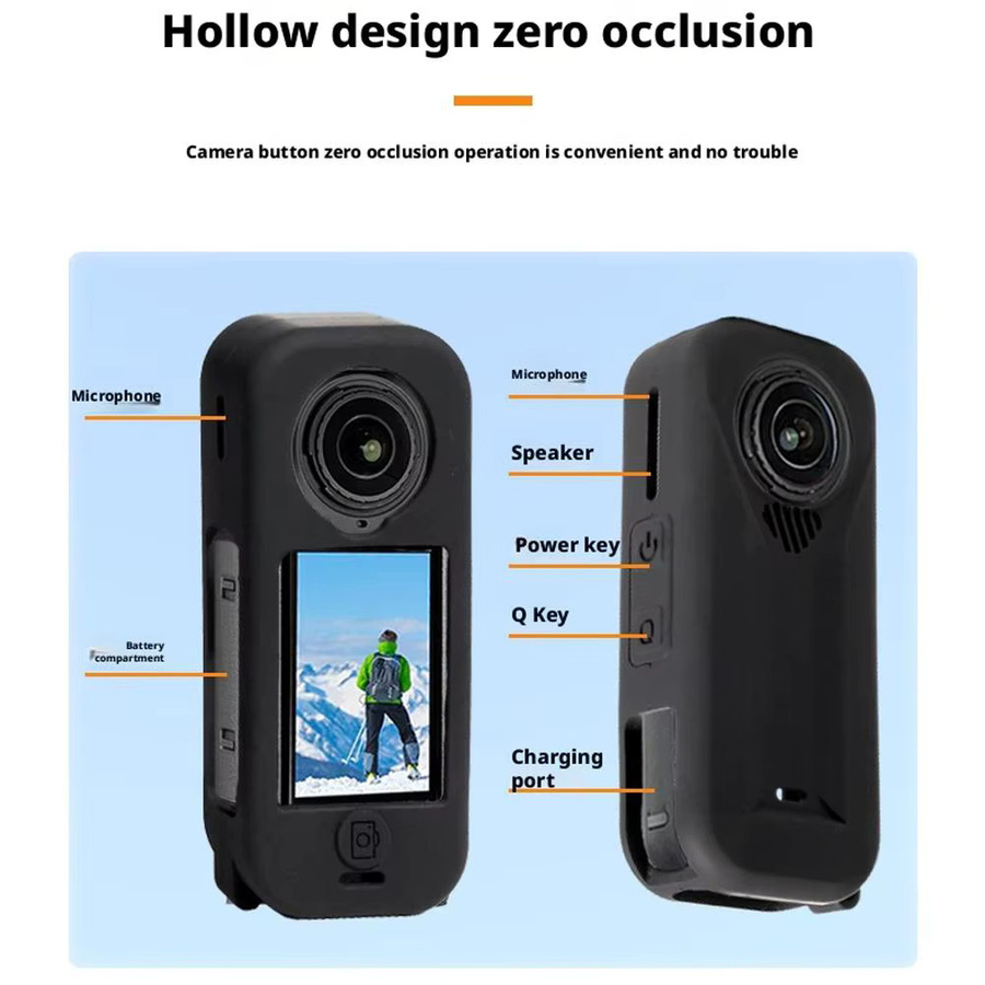 Insta360 X4 Air Zubehör-Set mit Silikon-Körperschutzhülle, 2-in-1-Objektivdeckel und Displayschutzfolie in Blau - Bild 2