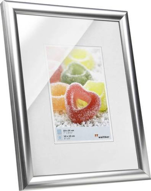 Walther Design KP824S Bilder Wechselrahmen Silber mit Passepartout für Papierformat 18 x 24 cm - Bild 1
