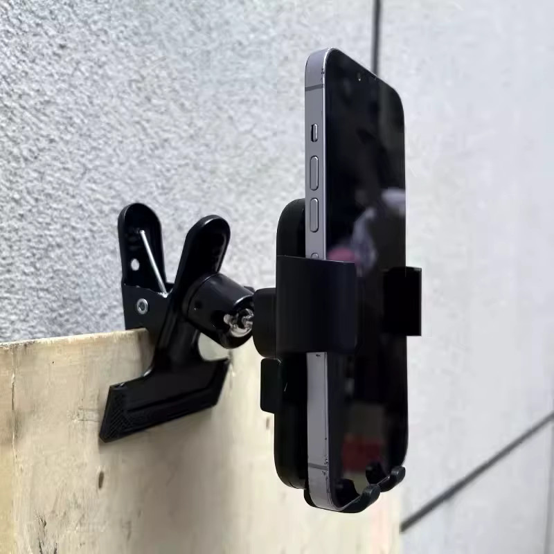 Desktop-Livestreaming-Ständer mit Metallklemme und universellem Gimbal-Handyhalter in Schwarz - Bild 4