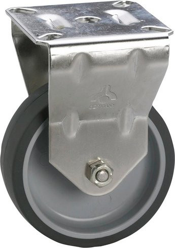Dörner+Helmer Bockrolle aus thermoplastischem Kunststoff TPE und verzinktem Stahl in Silber/Grau mit Platte - Bild 1