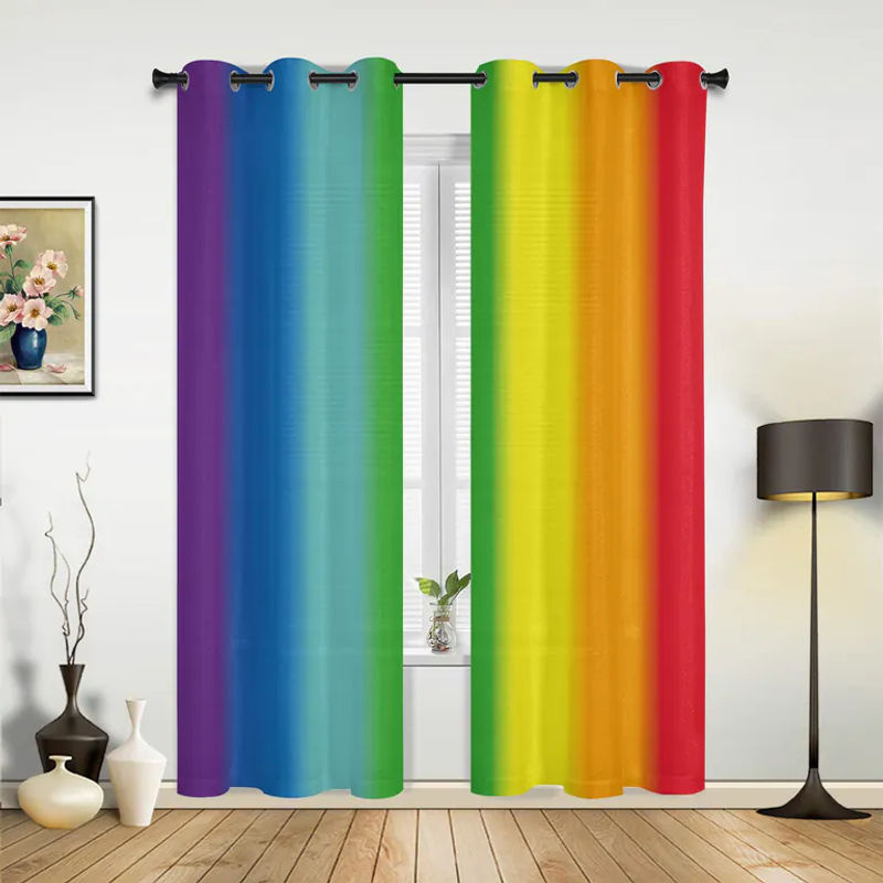 Super Six Dekorative Regenbogen Streifen Vorhänge, halbtransparent, Multicolour, Breite: 135 cm, Höhe: 60 cm - Bild 4