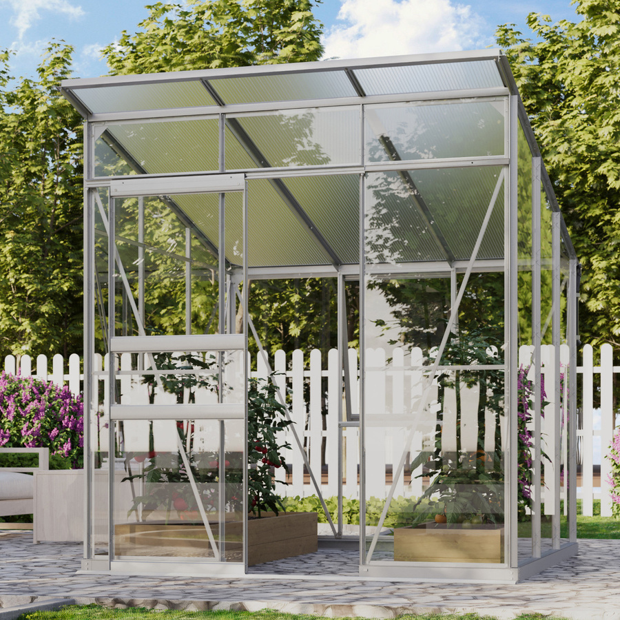 Vitavia Gewächshaus Fokus 4450 freistehend mit Pultdach und Stahlfundamentrahmen, aluminium eloxiert, 3,7 m² - Bild 2