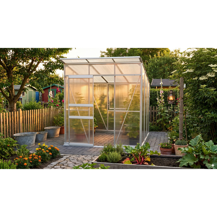 Vitavia Gewächshaus Fokus 4450 mit Stahlfundamentrahmen und Polycarbonat-Verglasung, Pultdach, 3,7 m² - Bild 3