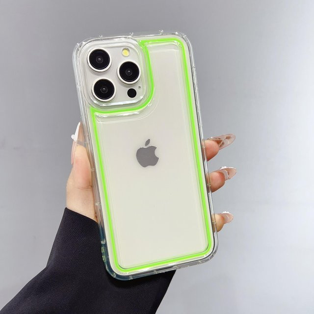 Xeber Transparente Handyhülle mit Nachtlicht-Funktion und Strap für iPhone 16 15 14 13 12 11 Pro Max Plus, Grün - Bild 1