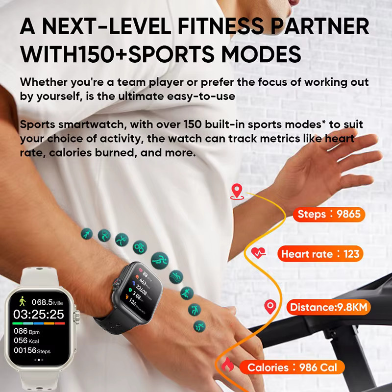 BOXUXING Smartwatch Ultra 2 SE mit AMOLED Display, GPS, Herzfrequenzmessung und Bluetooth Anruffunktion, Schwarz/Grau - Bild 5