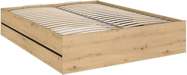 Vente-unique Bett Ludaro mit Bettkasten in Schwarz und Naturfarben Hell, B/T/H: 160 x 200 x 168 cm - Bild 1