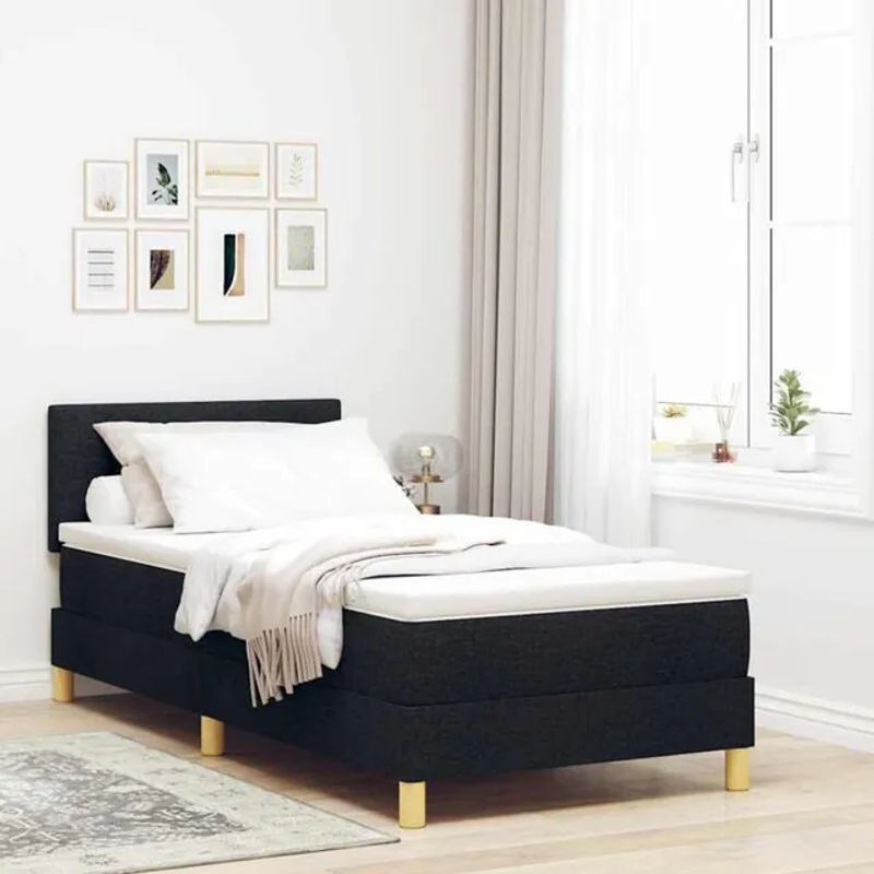Modernes Boxspringbett mit Matratze von vidaxl in Schwarz aus Stoff, B/T/H: 200 x 80 x 88 cm - Bild 1