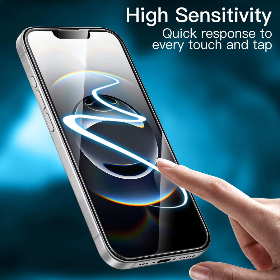 NOAHARK Displayschutzfolie aus gehärtetem Glas für iPhone 16e, Kristallglimmer, 9H, HD, transparent - Bild 6