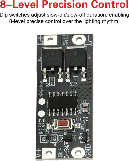 100W LED-Dimmer-Controller für 5-24V LED-Streifen mit stufenloser An- und Ausblendung sowie sanften Ein- und Ausschaltmodi in Schwarz - Bild 1