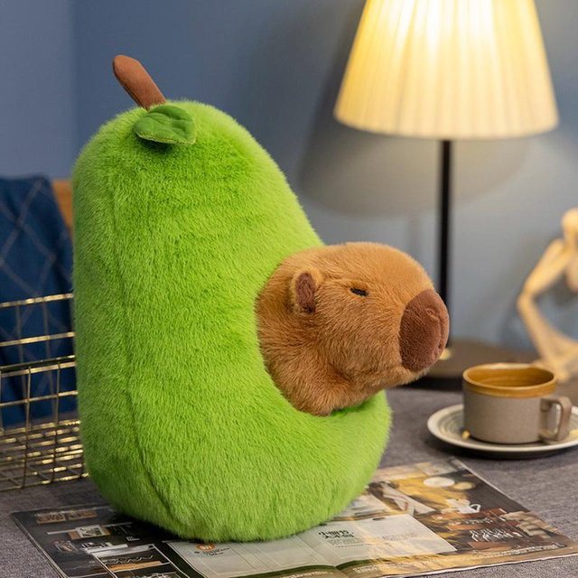 Yiran Health & Beauty 2-in-1 Apfel-Schwein & Avocado-Capybara Plüschtier, Tierkissen - Bild 1