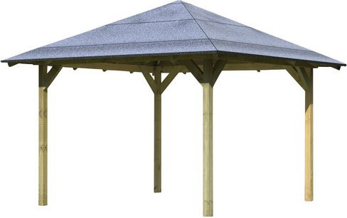 Karibu Pavillon Cordoba aus Massivholz mit Walmdach in Braun, B/T/H: 357 x 357 x 199 cm - Bild 1