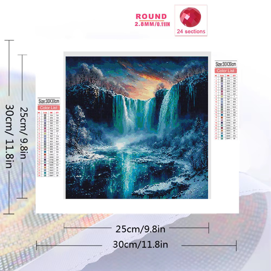 EverShine 5D Diamantmalerei Wasserfall Winterlandschaft als DIY Strass-Mosaik Stickerei für deine Heimdekoration - Bild 2