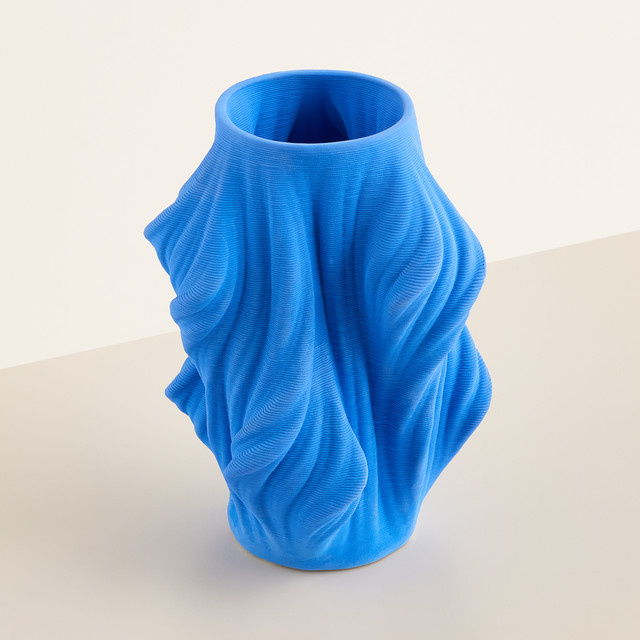 Keramik Vase Organisch von Blume2000 in Dunkelblau, modern für den Tisch, Höhe: 21,0 cm, Breite: 15,0 cm, Tiefe: 15,0 cm - Bild 1