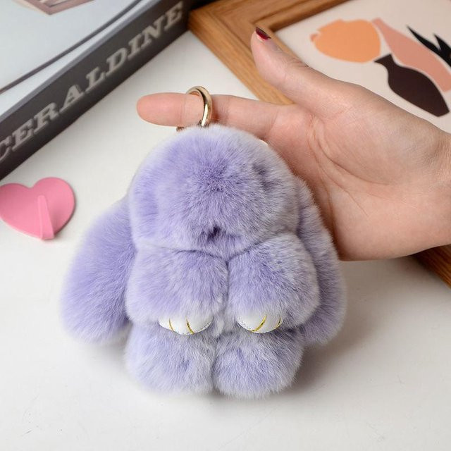 Linyi toy Schlüsselanhänger, Pelz Pompon, Kaninchen, weiß, Damen, Mädchen - Bild 1