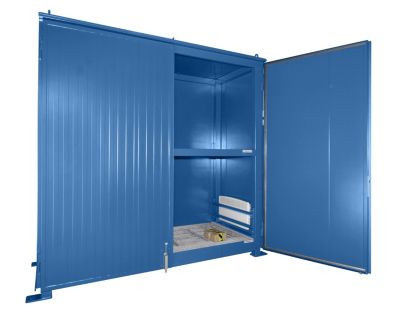 Isolierter Regalcontainer BAUER CEH 29-2 aus Stahl mit Doppelflügeltor in Blau, B/T/H: 322,0 x 150,0 x 303,0 cm - Bild 1