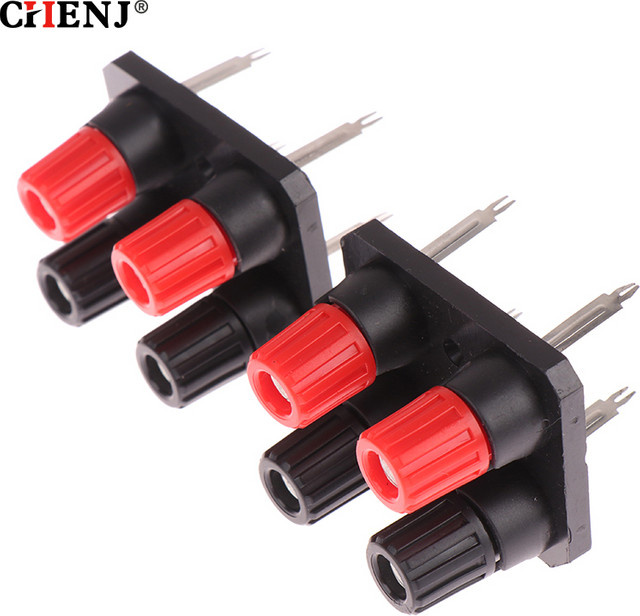 CHENJ 2 Stück Externe Bananenstecker 4-Pin Lautsprecher-Verstärker-Kabelclip-Buchse WP4-10 Anschluss in Rot - Bild 1
