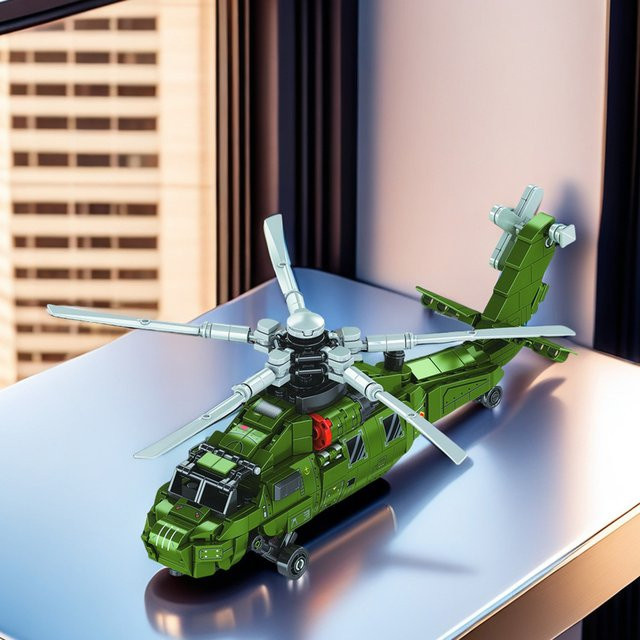 TYCOLE Hubschrauber Bausteine Set in Grün mit 478 Teilen aus Kunststoff zum Montieren - Bild 1