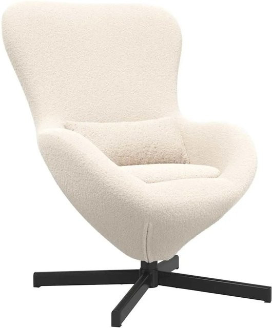 vidaXL Eiersessel in Beige mit Lammfelloptik, moderner Lounge-Sessel mit 360 Grad Drehsitz und Armlehnen, B/T/H: 63 x 73 x 90 cm - Bild 1