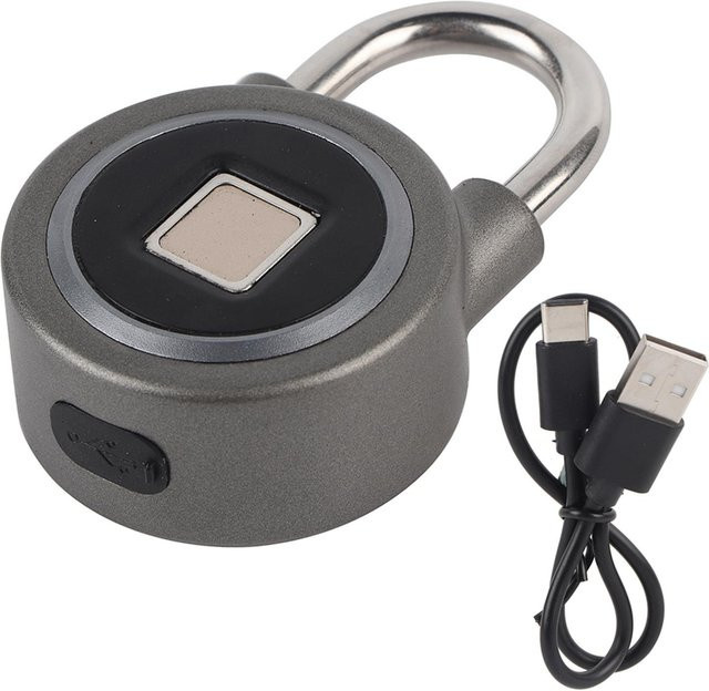 TOMTOP Smart Fingerabdruck Vorhängeschloss mit Bluetooth-App-Steuerung, Wasserdichtes Keyless Schloss zur Sicherheit und gegen Diebstahl, Schwarz - Bild 1