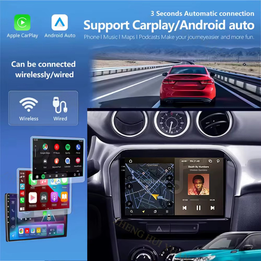 TIEYEZ Android 16 Autoradio für Suzuki Vitara 4 (2014-2019) mit Carplay, GPS, WiFi, 4G und Bluetooth in Schwarz - Bild 3
