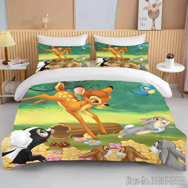 Bambi Bettwäsche-Set aus Mikrofaser mit Anime-Print, Mehrfarbig, B/H: 245 x 210 cm - Bild 1