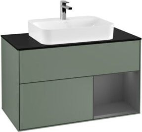 V&B Waschtischunterschrank Finion 100 mit LED-Beleuchtung und Regalfach, Anthrazit lackiert, Breite: 100 cm - Bild 1