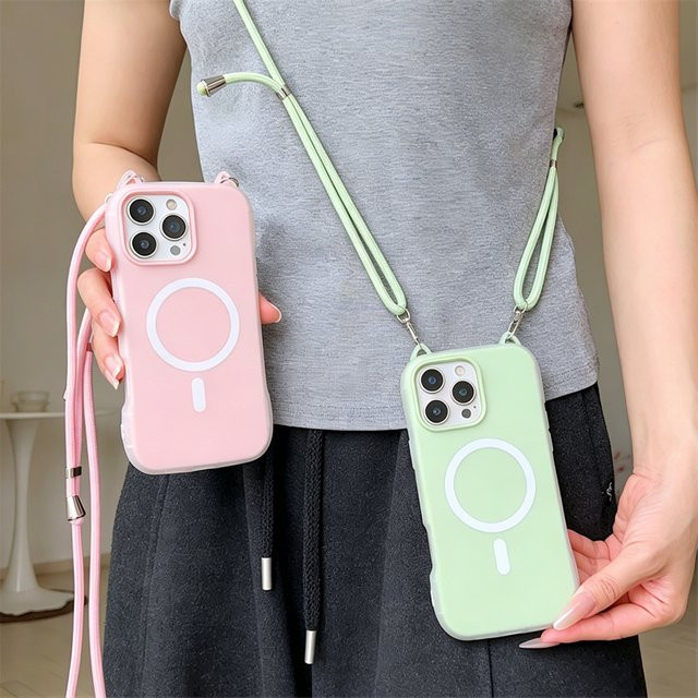 SUNWARD 3D Katzenohr Handyhülle mit MagSafe und Umhängeband für iPhone 11 bis iPhone 17 Pro Max, Farbe: Weiß - Bild 1