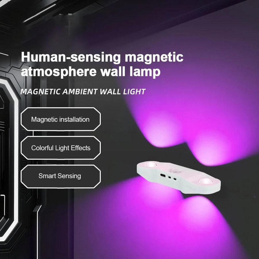 Meiteai-Home RGB LED Nachtlicht mit Bewegungssensor und Fernbedienung, wiederaufladbares magnetisches Licht für Schlafzimmer, Flur und Eingangsbereich, Schwarz-Weiss - Bild 7