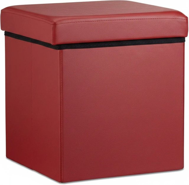 Relaxdays Sitzhocker Softbody aus Kunstleder in Rot, faltbar, B/T/H: 38 x 38 x 38 cm - Bild 1