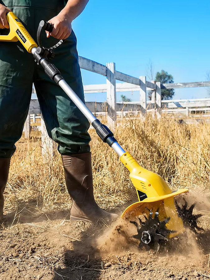 MELLWIN Akku-Gartenfräse und Rototiller in Gelb, passend für Makita LXT 18V Akkus - Bild 7