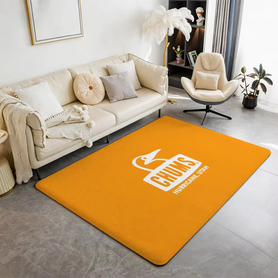 C-Chums Bodenmatte Eco Flanell-Fußmatte in Weiß und Orange, rutschfest und geruchlos, weiche Plüsch-Heimmatte für den Innenbereich - Bild 2