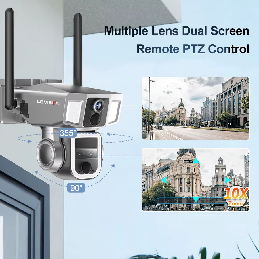 Ls vision 2 in 1 Solar Überwachungskamera Outdoor mit 4G und WiFi, 6K Dual Screen, 10x Zoom, Dual PIR und Auto Tracking, wasserdichte drahtlose CCTV Kamera - Bild 2